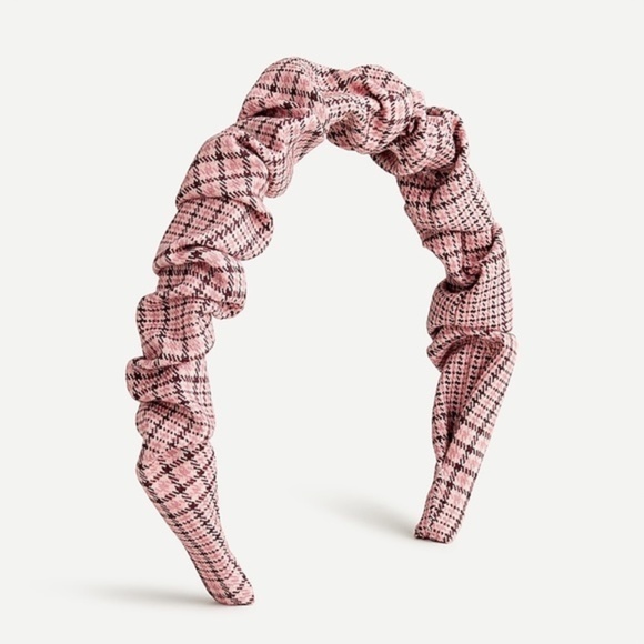 J. Crew Pink Plaid Scrunchie Headband - Picture 1 of 1